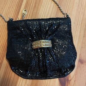 Like new Elegant Black Sequin Evening crossbody Bag . Made in Hongkong